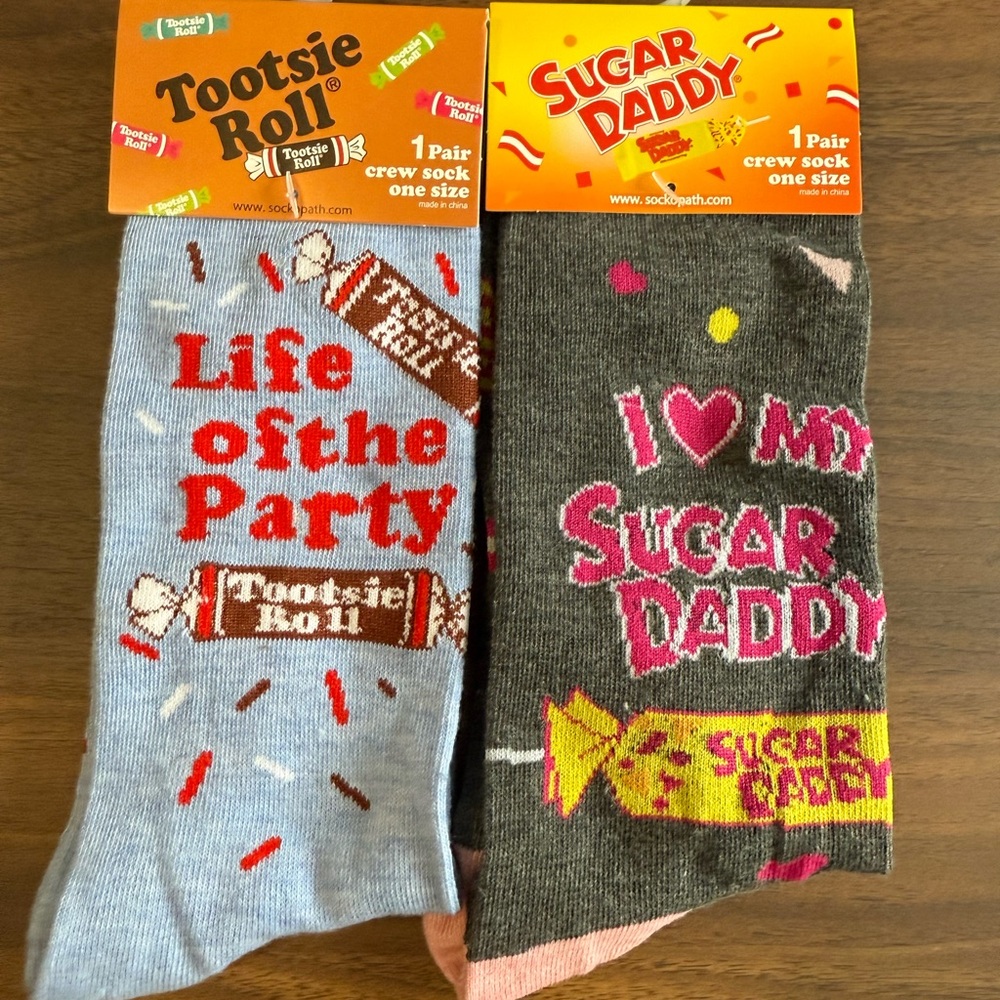 Tootsie Roll and Sugar Daddy Themed Socks NEW